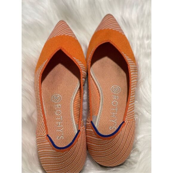 Rothy’s orange and cream diagonal stitching 8 pointy toe - Picture 4 of 8